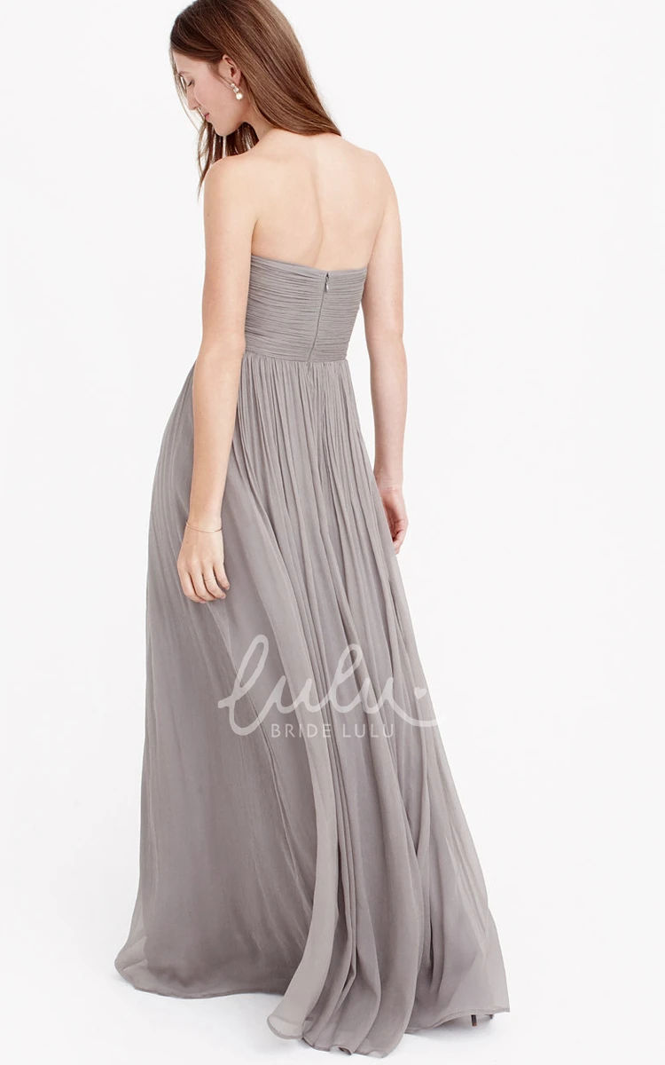 Sheath Chiffon Bridesmaid Dress Sleeveless Floor-Length Ruched Pleated