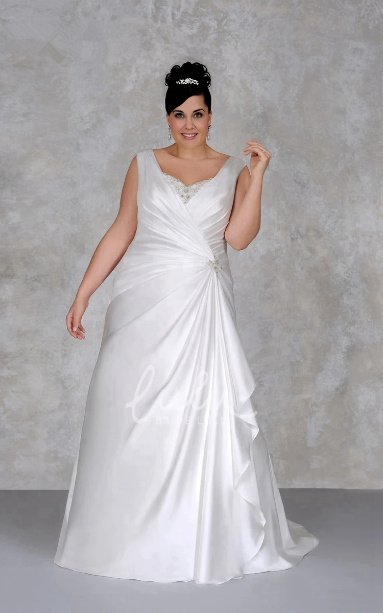 Sleeveless Sheath Wedding Dress with Beaded Detail and Draping