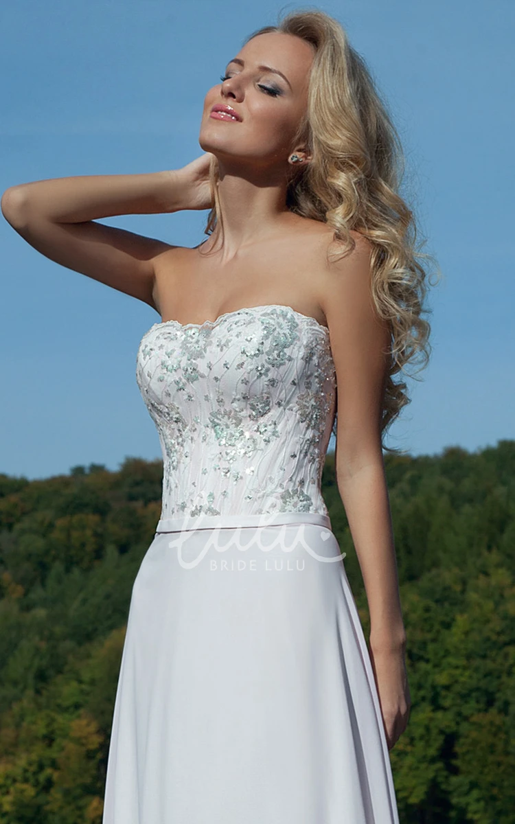 Strapless Sequined A-Line Chiffon Prom Dress