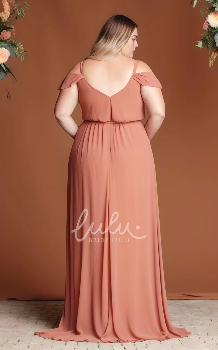 Sleeveless Chiffon Bridesmaid Dress 2024 Plus Size A-Line Bohemian