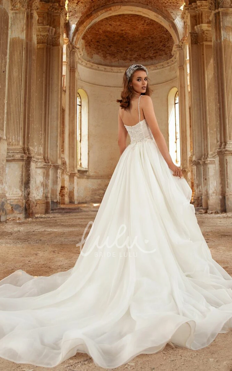 Ethereal Sleeveless Lace Wedding Dress with Floor-length Ball Gown and Backless Design