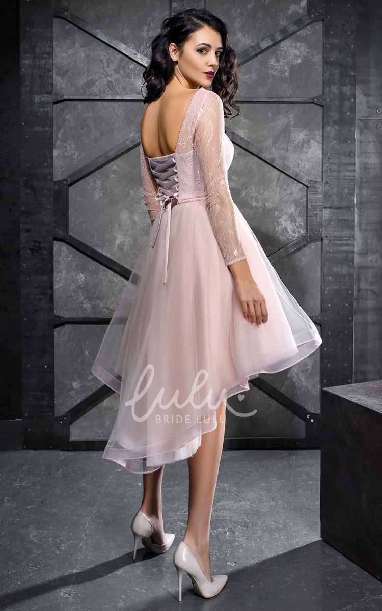 Casual Knee-length Homecoming Dress with Ruffles A Line Lace and Tulle Bateau Dress