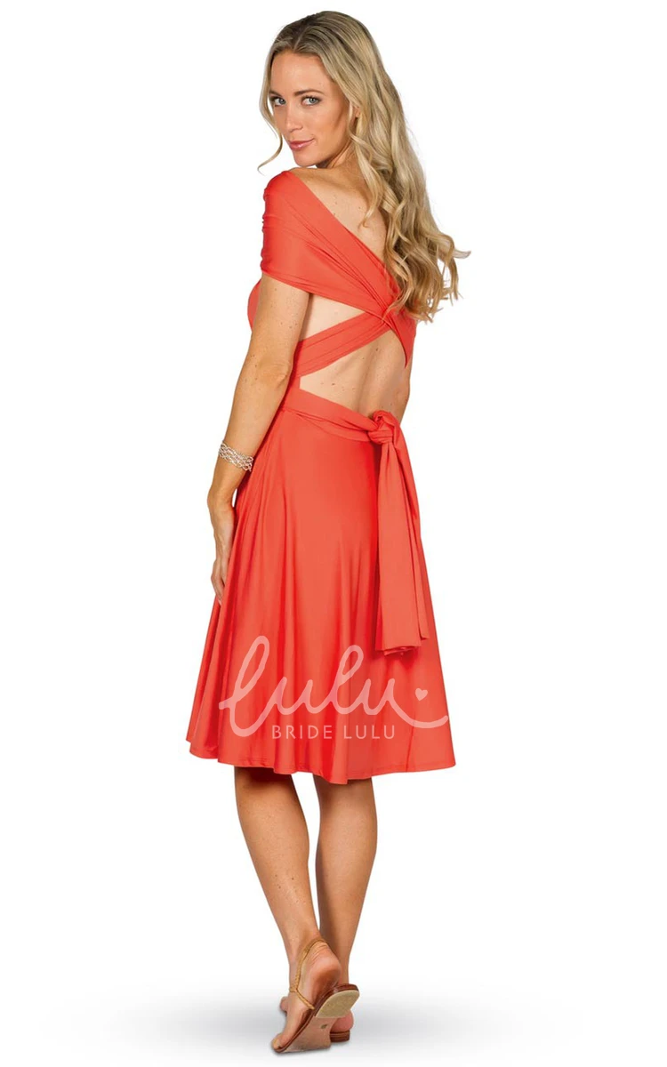 Halter Knee-Length Sleeveless Chiffon Bridesmaid Dress with Ruching