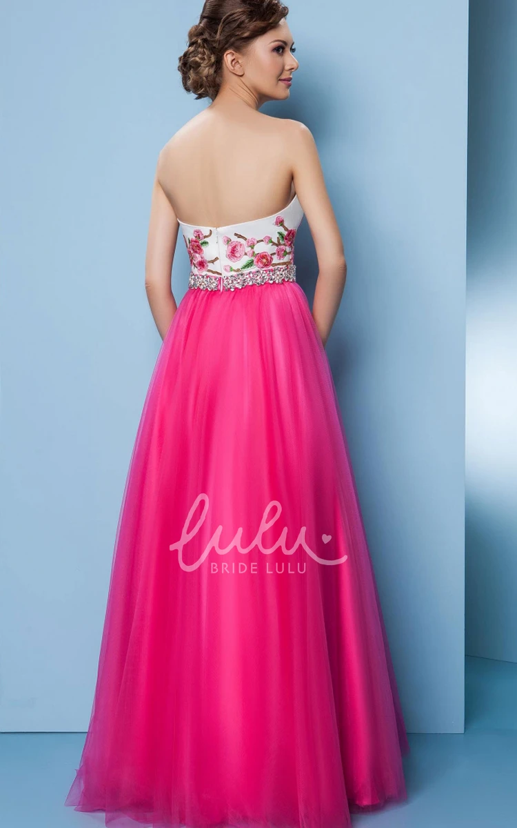 Embroidered A-Line Prom Dress with Sweetheart Neckline and Floor-Length