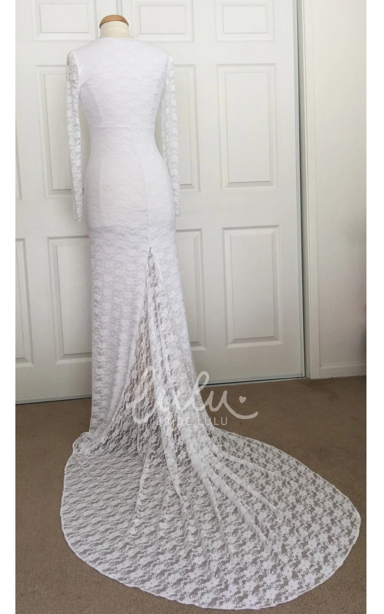 Lace Scoop Sheath Maternity Wedding Dress Modern Classy Bride Gown