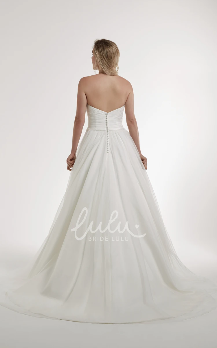 Strapless Tulle A-Line Wedding Dress with Criss-Cross Detail