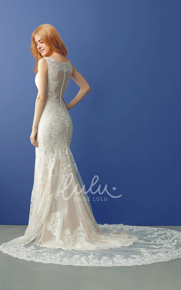 Lace V-Neck Fit and Flare Wedding Dress Elegant Bridal Gown