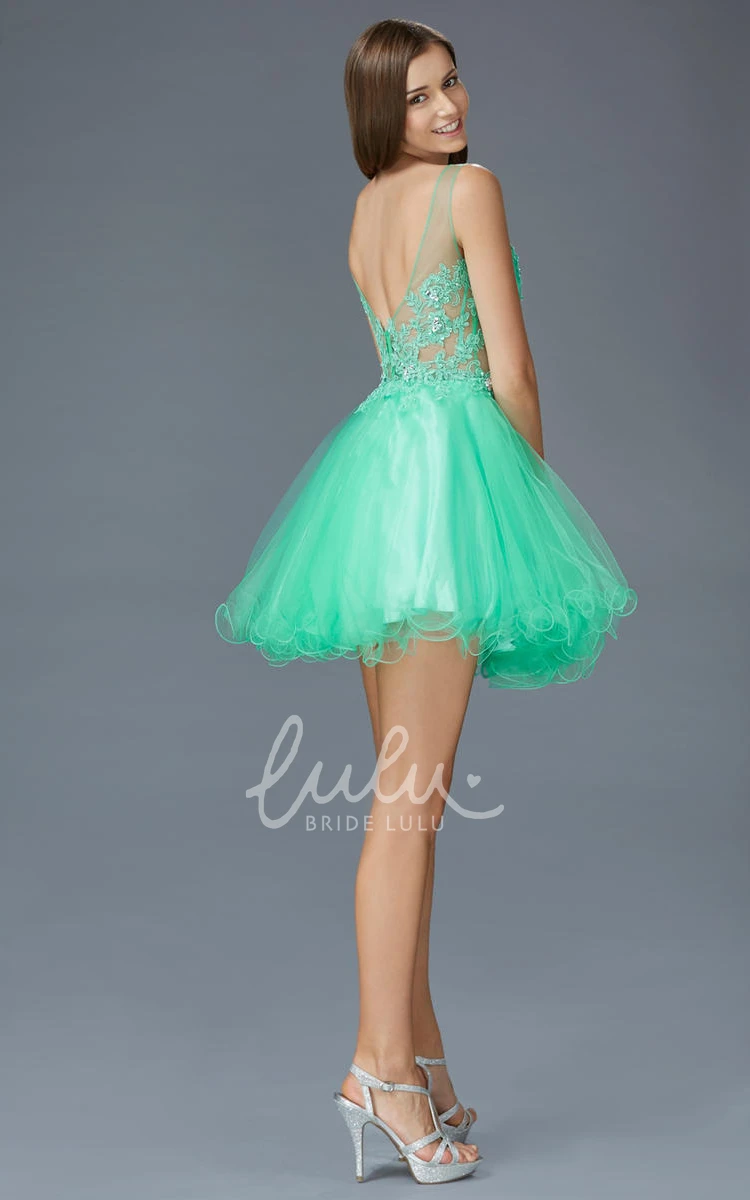 Sleeveless A-Line Bateau Dress with Beading and Appliques Elegant Formal Dress