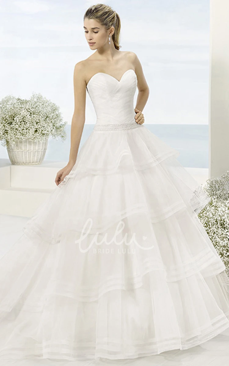 Ball-Gown Tulle Wedding Dress with Sweetheart Neckline and Cascading Ruffles Unique Bridal Gown