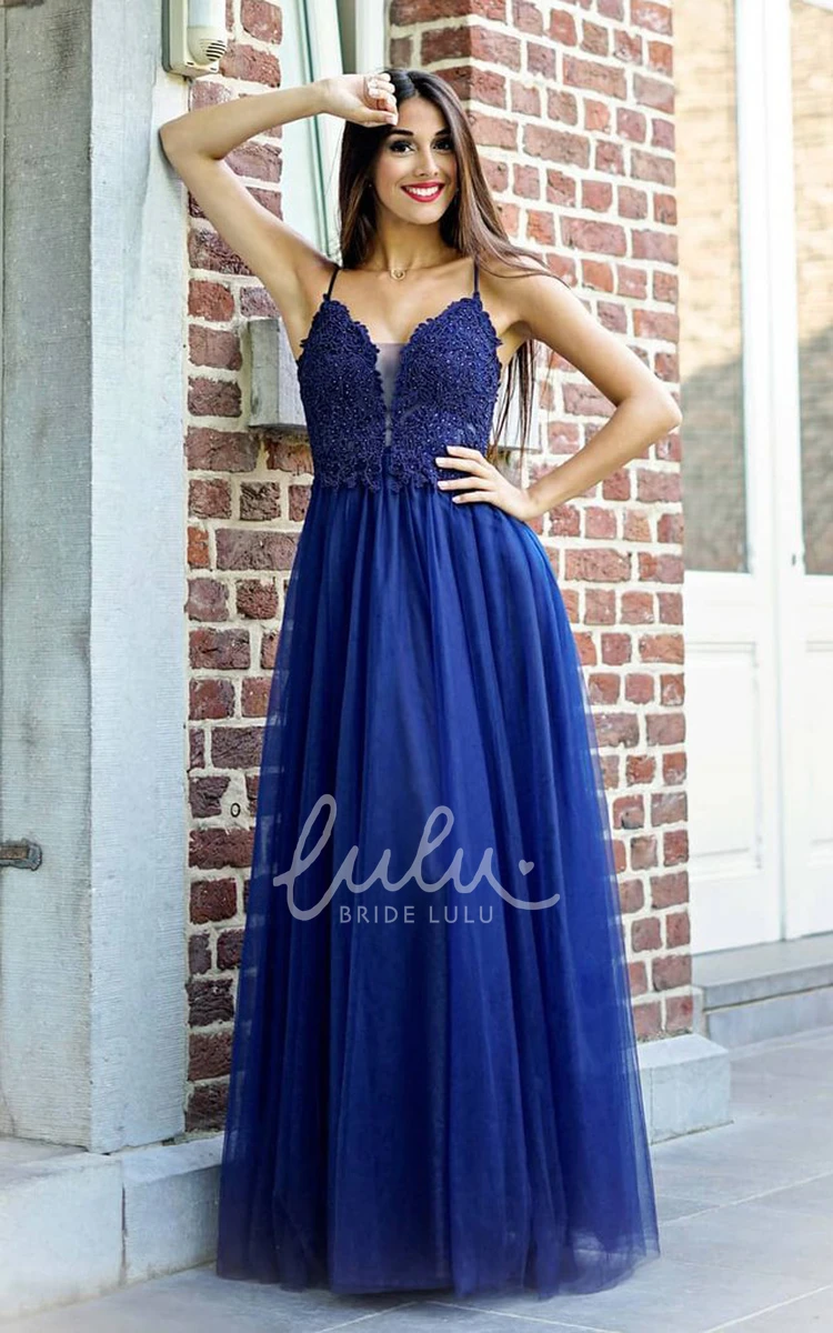 Sexy A-Line Tulle Evening Dress with Beading and Open Back