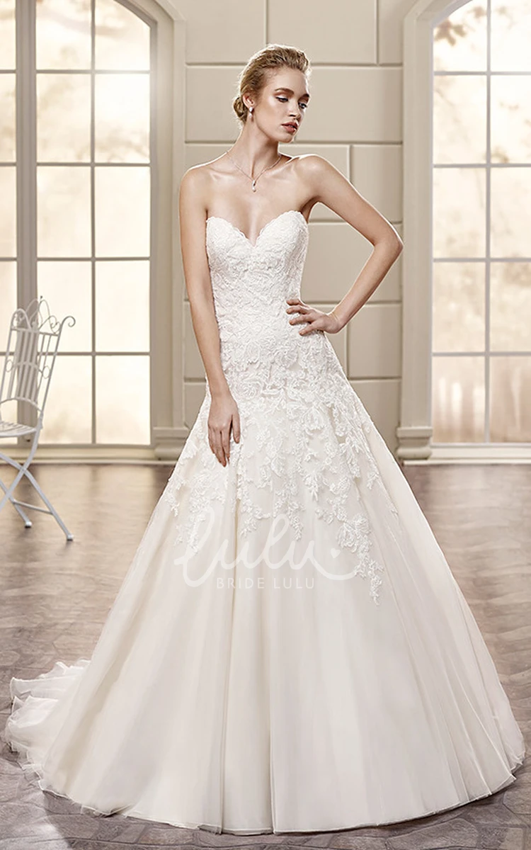 A-Line Sweetheart Tulle Wedding Dress with Maxi Length and Beading