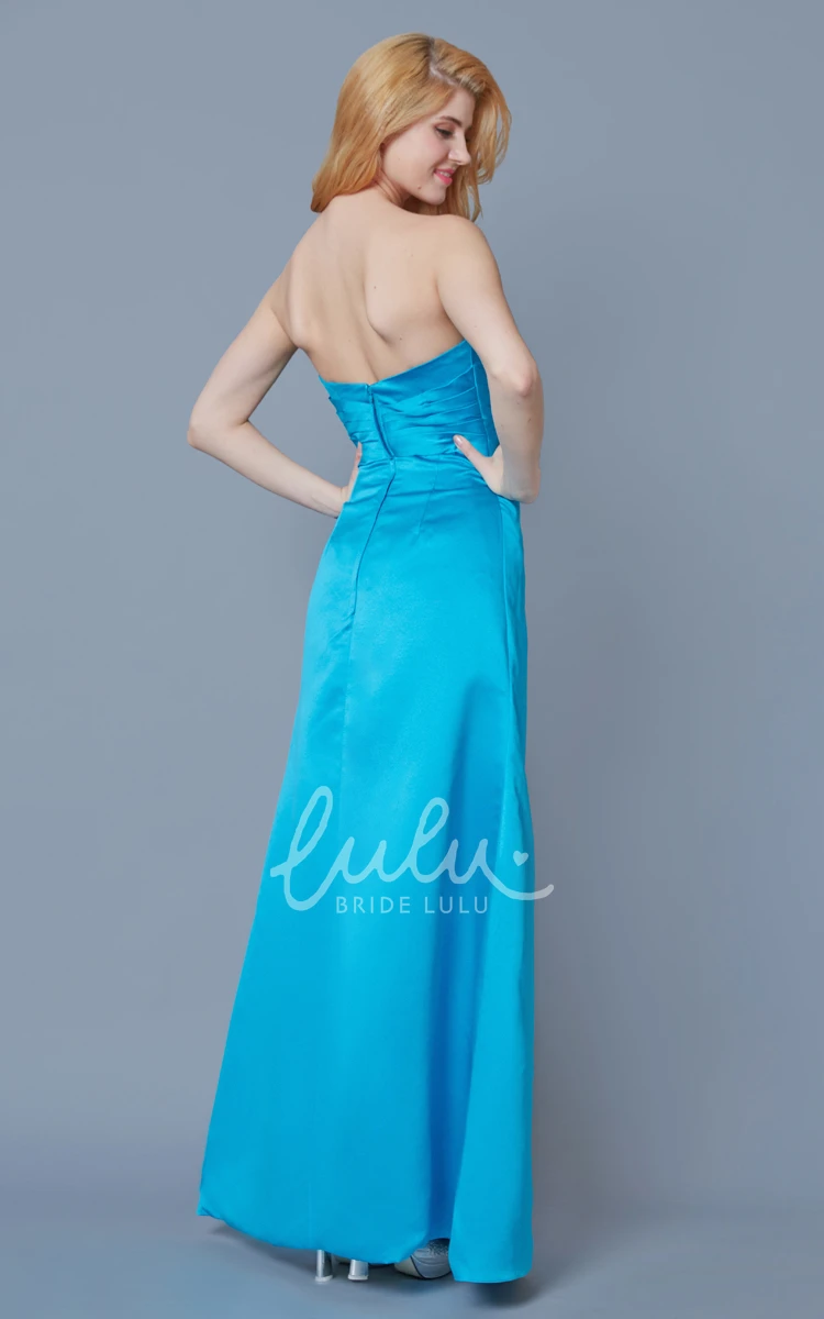 Satin A-line Dress with Ruching Sleeveless and Elegant