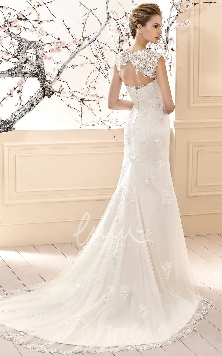 Strapped Sleeveless Lace Sheath Wedding Dress