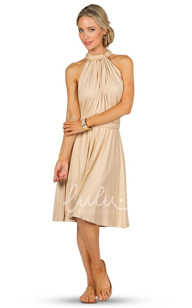 Ruched Chiffon Bridesmaid Dress with Straps Knee-Length One-Shoulder