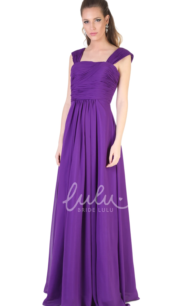 Sleeveless Ruched Chiffon Bridesmaid Dress with Straps