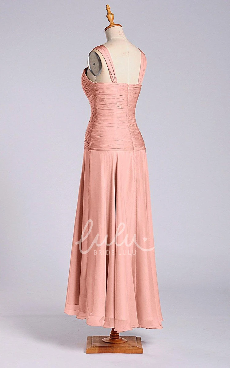 A-line Chiffon Dress with Ruched Bodice Simple Country Bridesmaid Dress