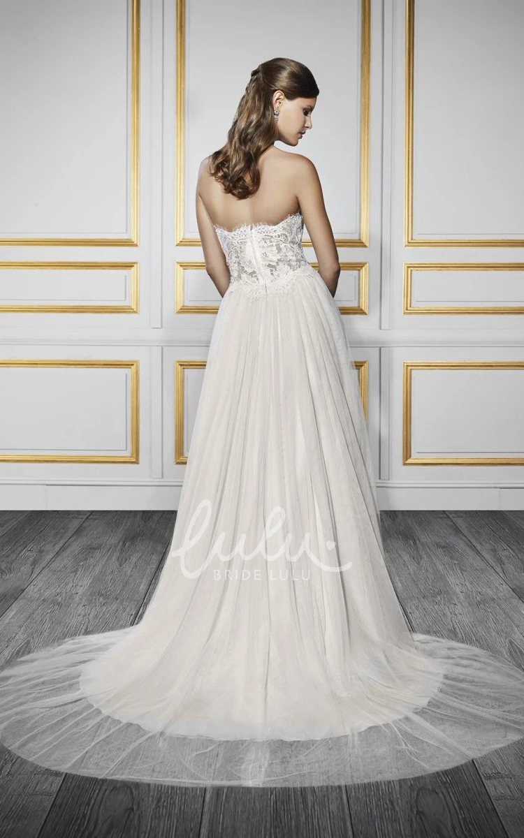 Sweetheart A-Line Wedding Dress with Tulle&Lace and Zipper