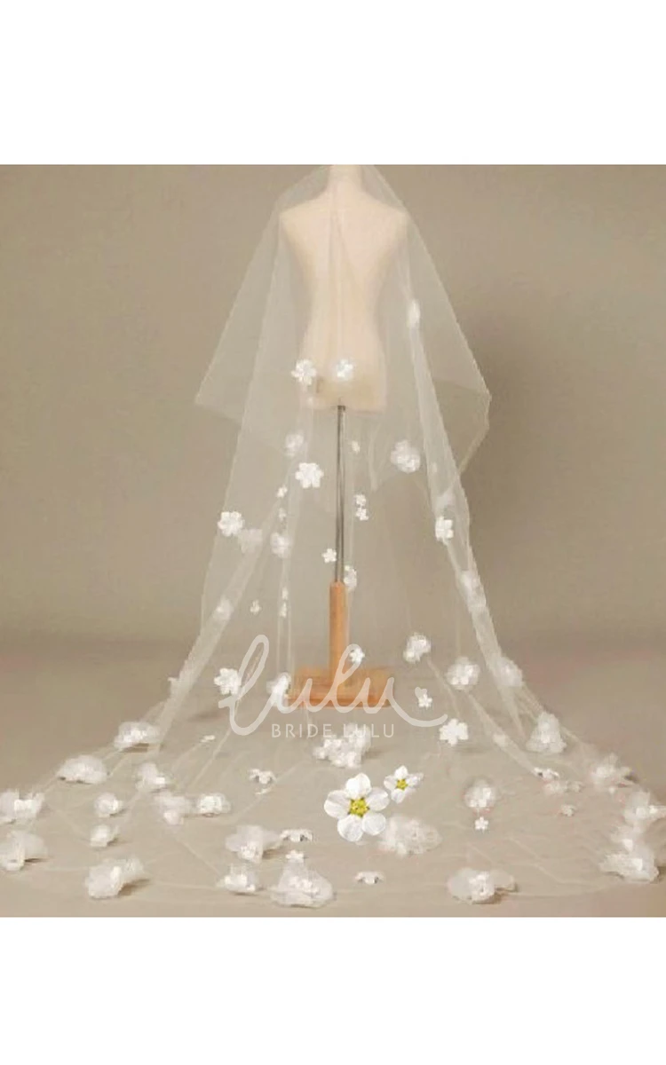 Beautiful Tulle Flower Wedding Veil for Brides