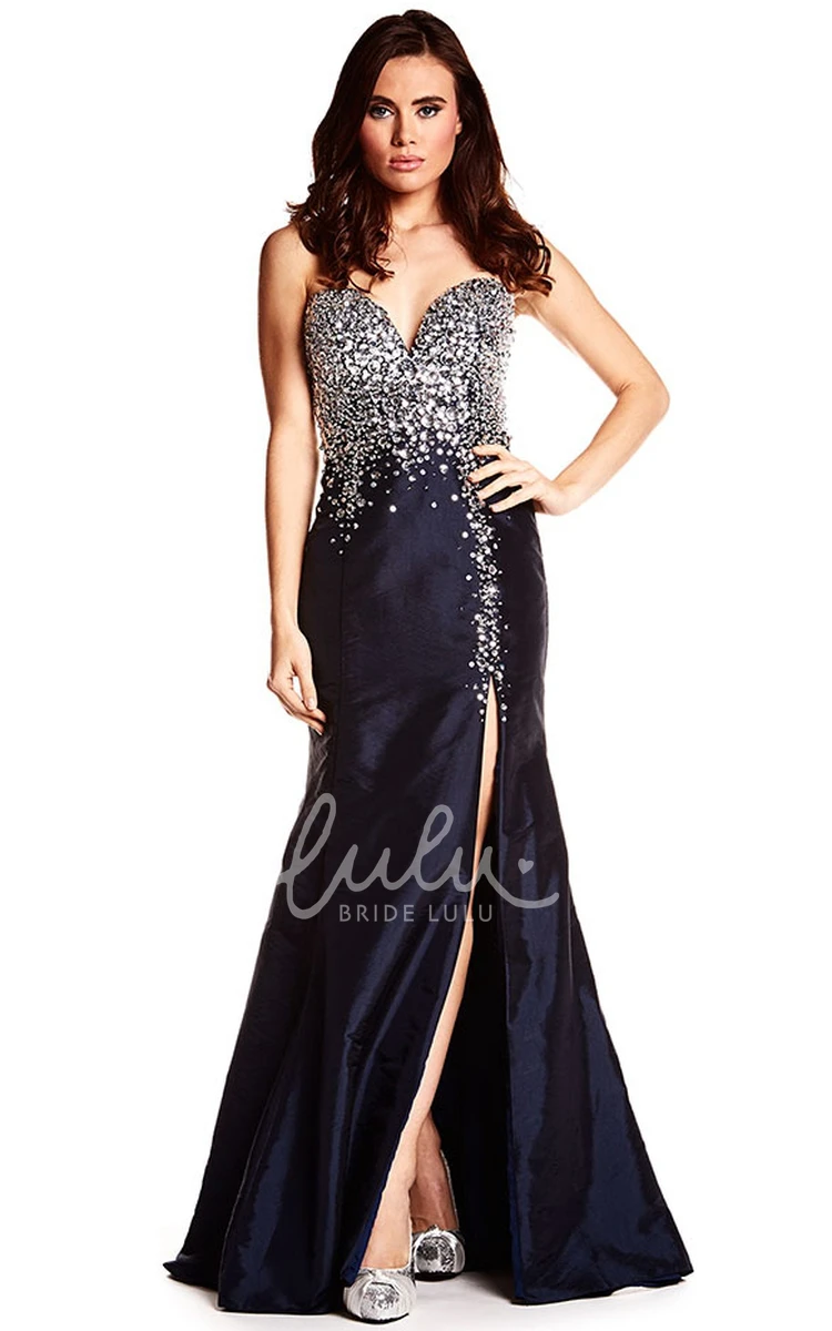 Sweetheart Crystal Sleeveless Satin Prom Dress Classy Prom Dress 2024