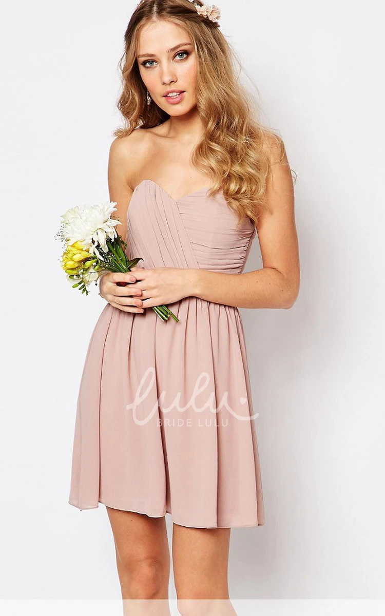 Criss Cross Sweetheart Chiffon Bridesmaid Dress in A-Line Mini Length