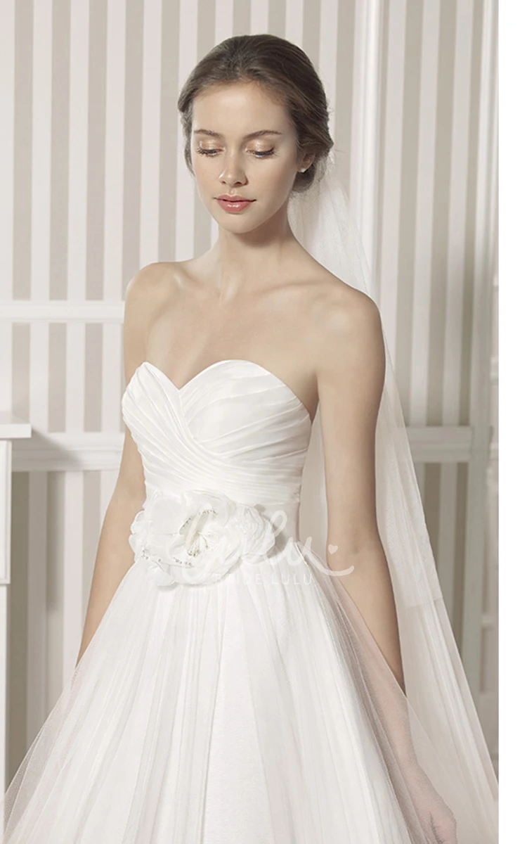 Sweetheart Tulle Ball Gown Wedding Dress with Criss Cross and Pleats Romantic Bridal Gown