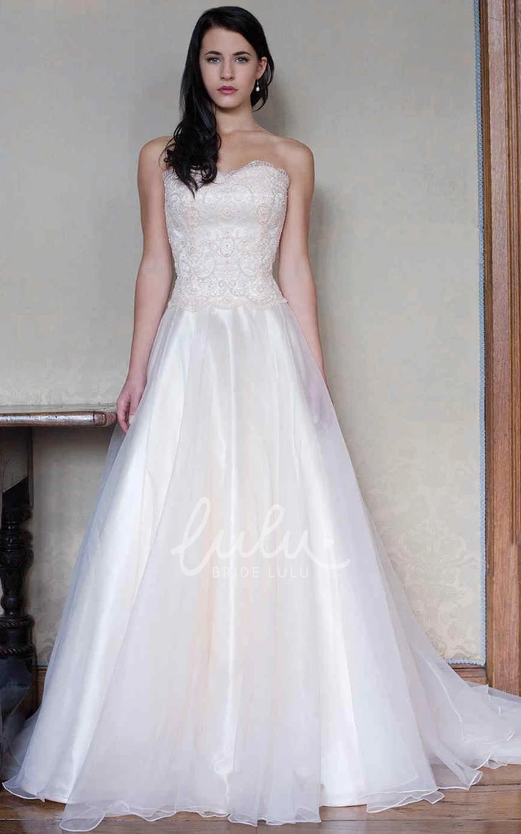 Organza Lace Sweetheart A-Line Wedding Dress Floor-Length Sleeveless