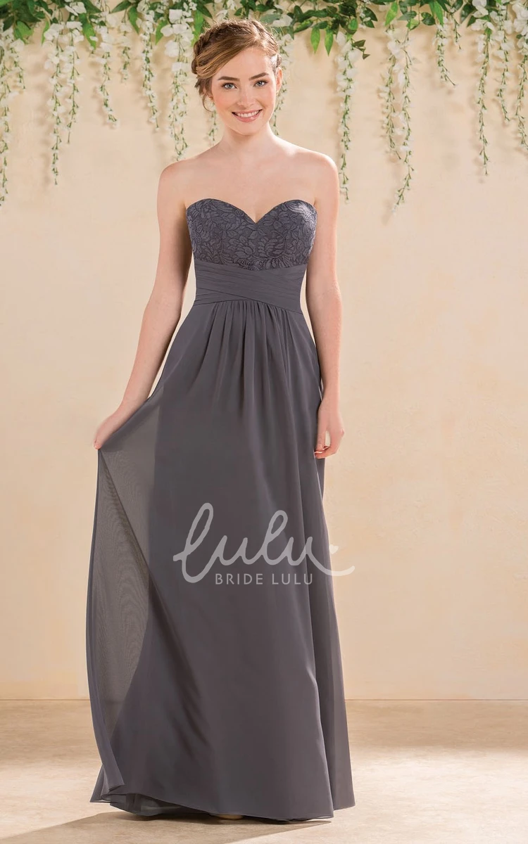 Lace Bodice A-Line Bridesmaid Dress with Ruching Sweetheart