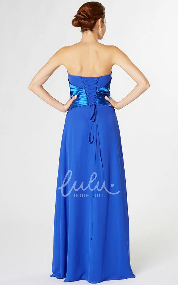 Ruched Chiffon Bridesmaid Dress Strapless with Broach & Corset Back