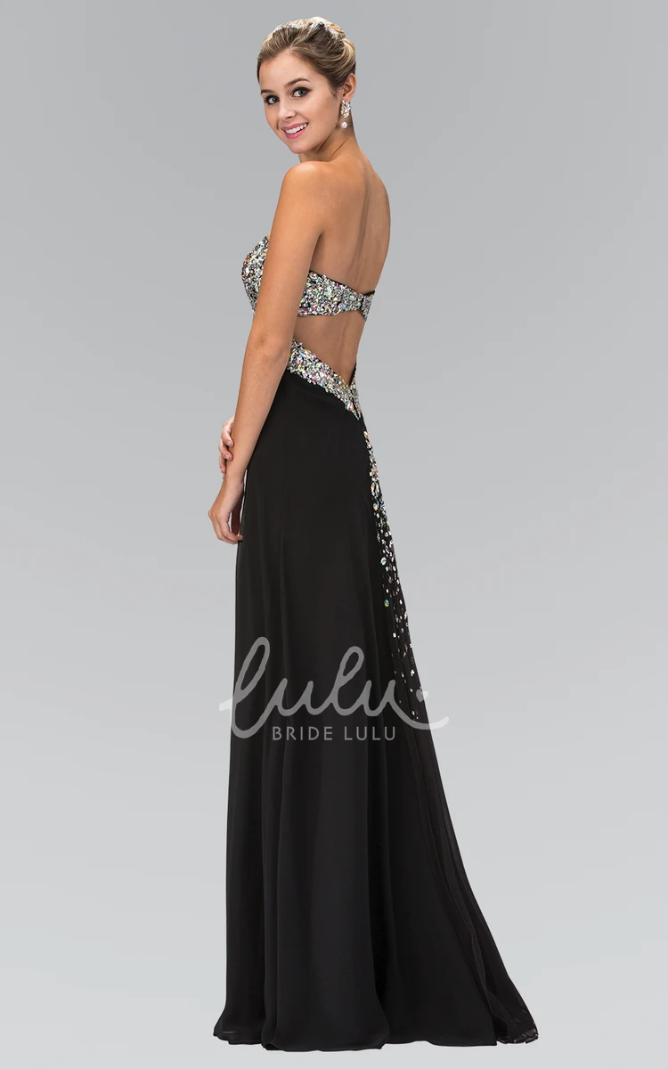 Sweetheart Chiffon Backless A-Line Formal Dress with Beading