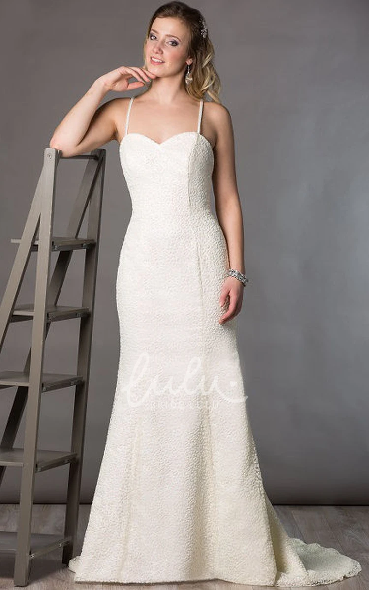 Beaded Sheath Wedding Dress with Sweetheart Neckline and Criss-Cross Spaghetti Straps