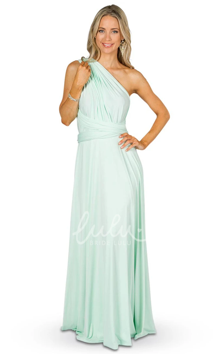 Strappy Sleeveless Ruched Chiffon Bridesmaid Dress Convertible Design