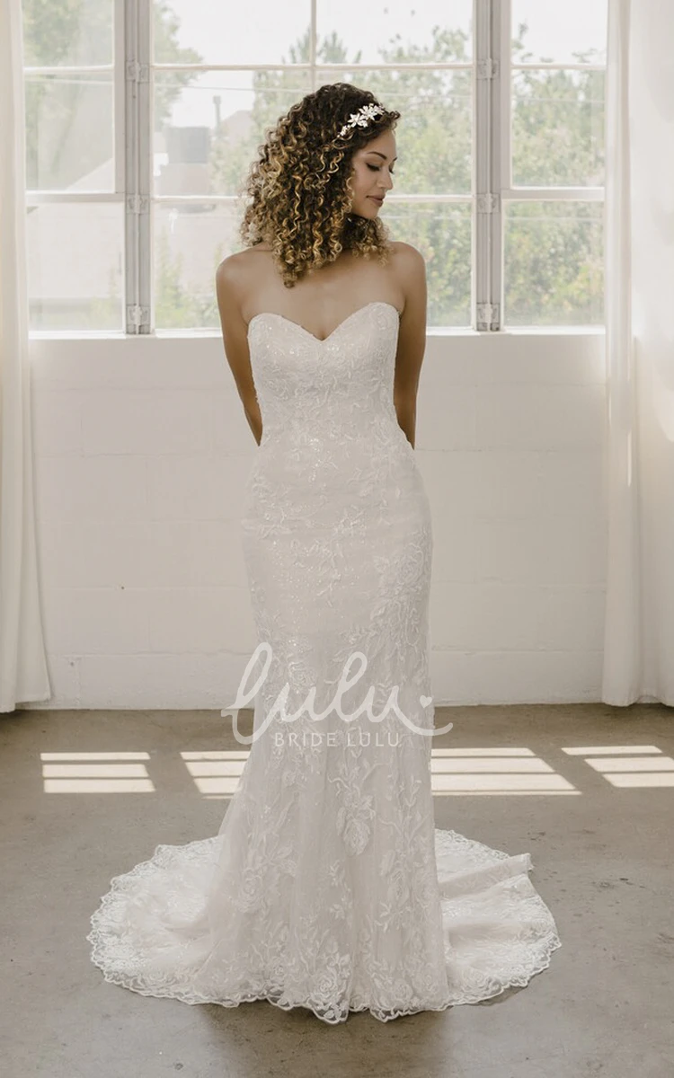 Sweetheart Mermaid Wedding Dress with Lace Open Back and Sleeveless Design