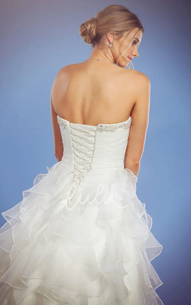 Organza Jeweled Sweetheart Wedding Dress Long Criss-Cross Style