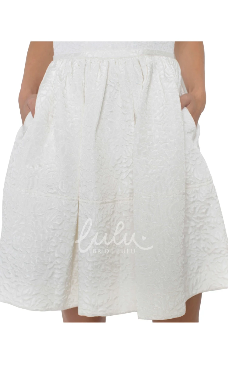 A-Line Maxi Little White Bridesmaid Dress with Jewel Neck and Zipper Back