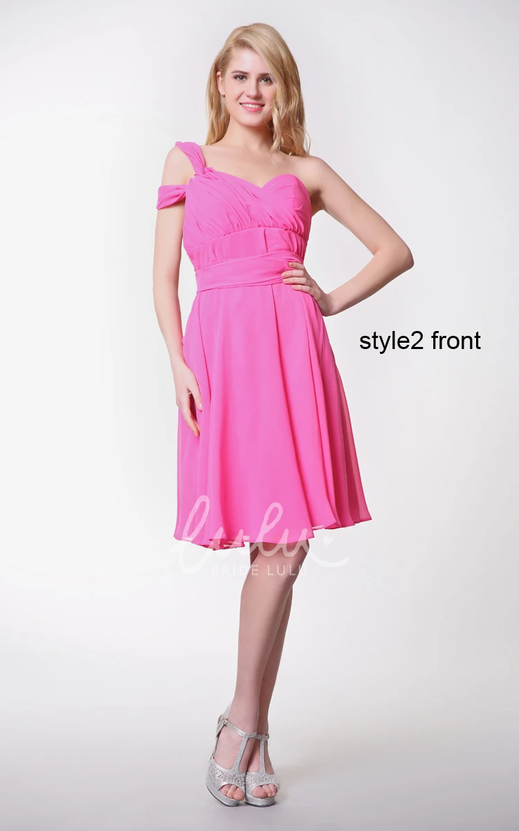 Sweetheart Ruched Chiffon Dress with Convertible Straps Short & Elegant