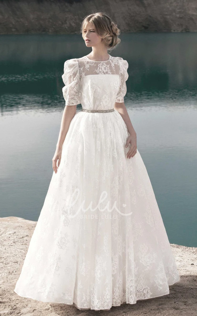 Romantic Vintage Floral Lace Wedding Dress with Unique Style