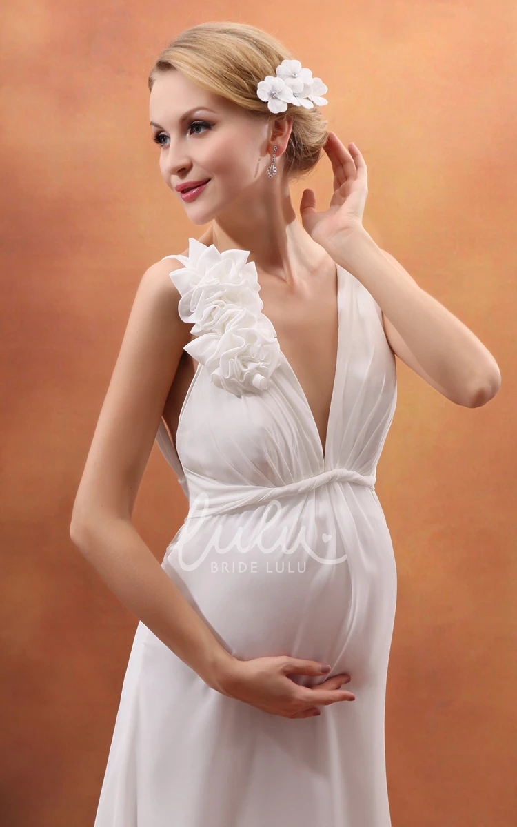 Empire V-Neck Maternity Dress With Flower Flowy & Elegant