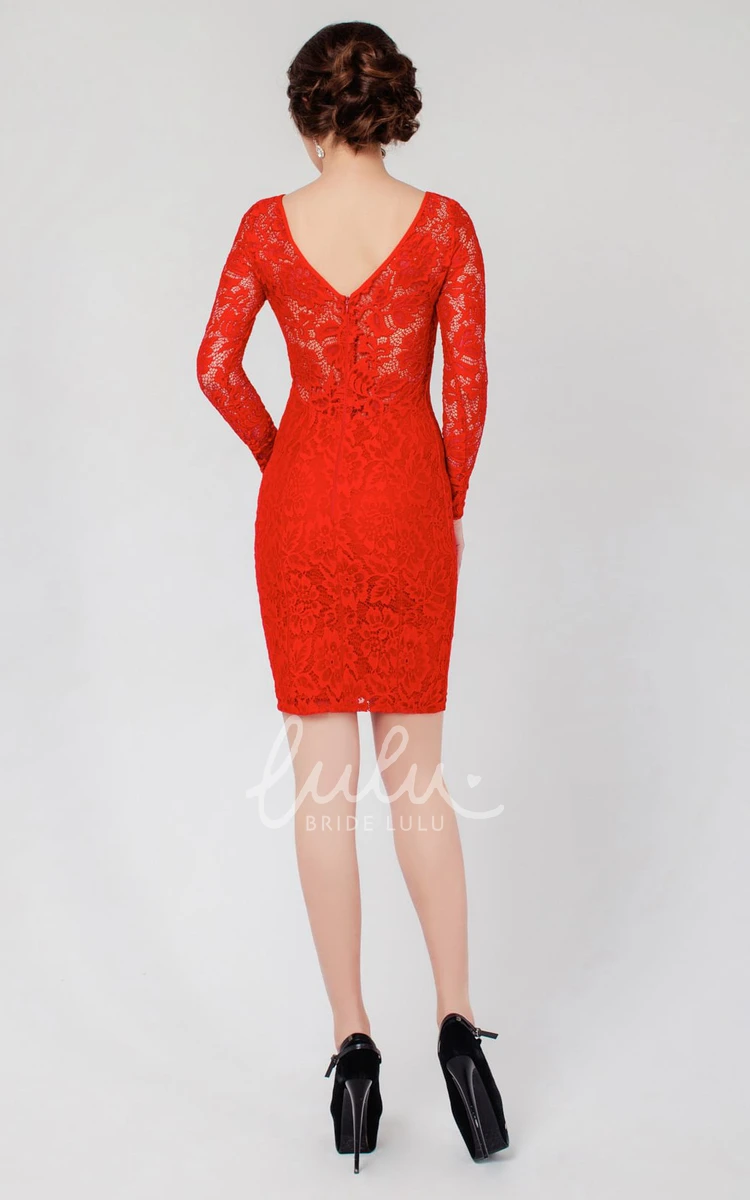 Long Sleeve Lace Mini Dress with Sheath Silhouette