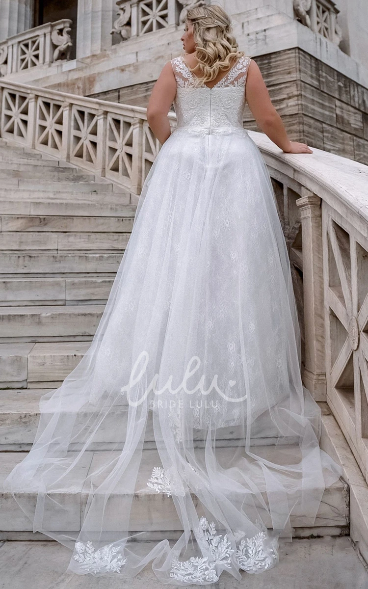 Elegant Lace A-Line Floor-Length Wedding Dress with Appliques Simple & Classy