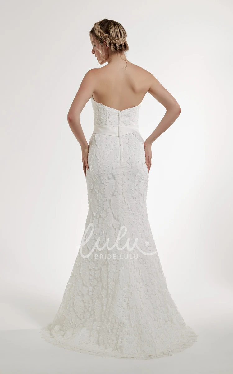 Jeweled Lace Strapless Wedding Dress with Low-V Back Elegant Bridal Gown