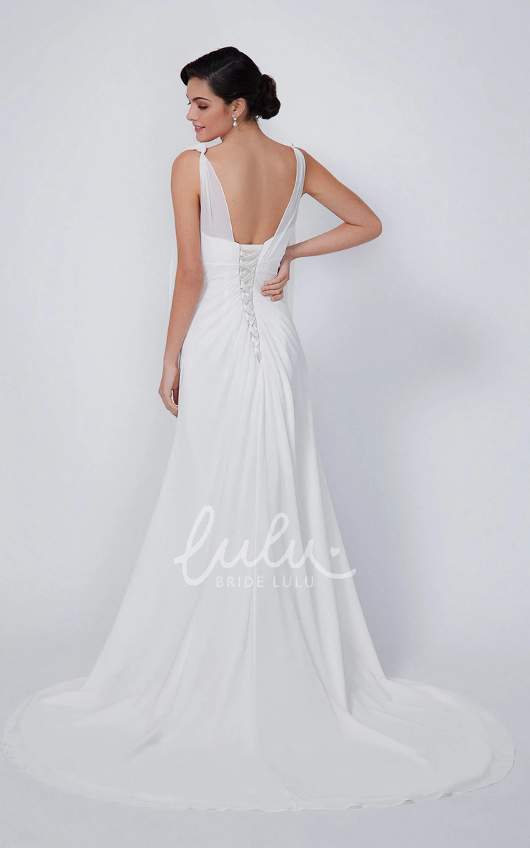 Ethereal Sheath Wedding Dress Chiffon & Court Train