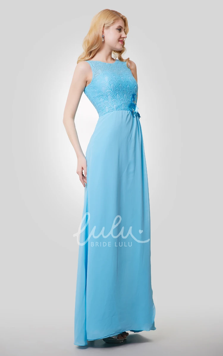 Beaded Flowers A-Line Sleeveless Bridesmaid Dress