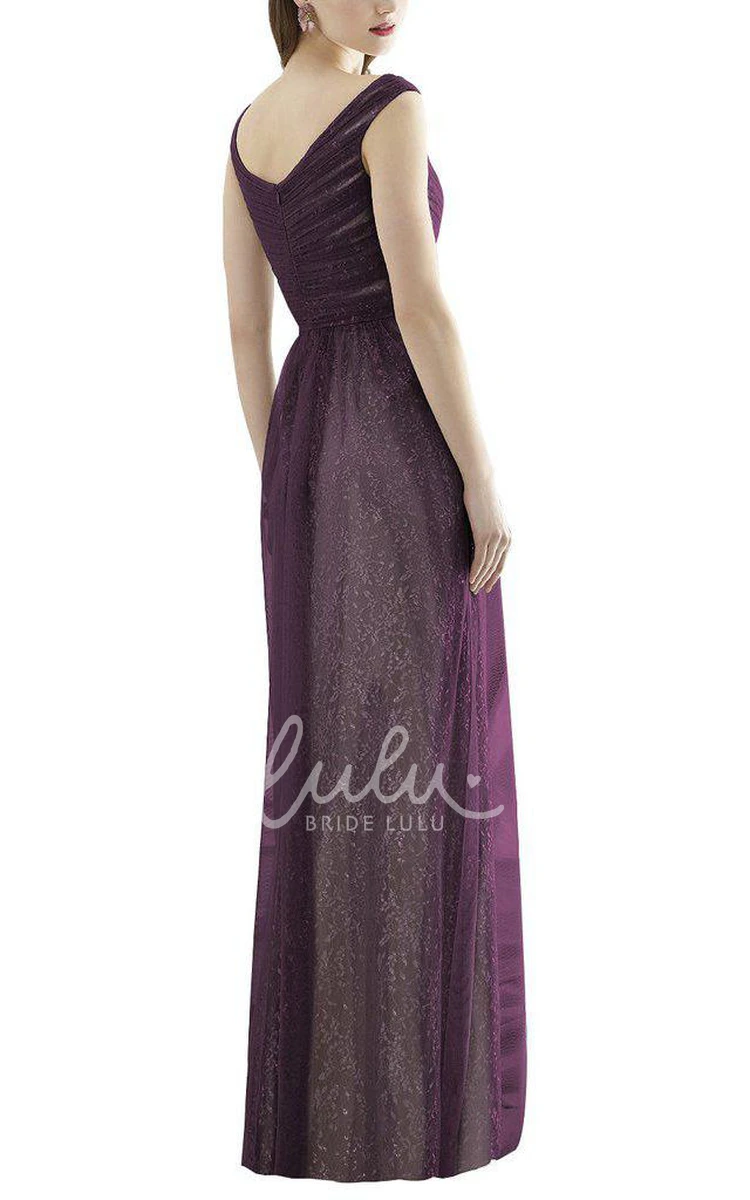 Sequin Ruched V-neck Tulle Bridesmaid Dress