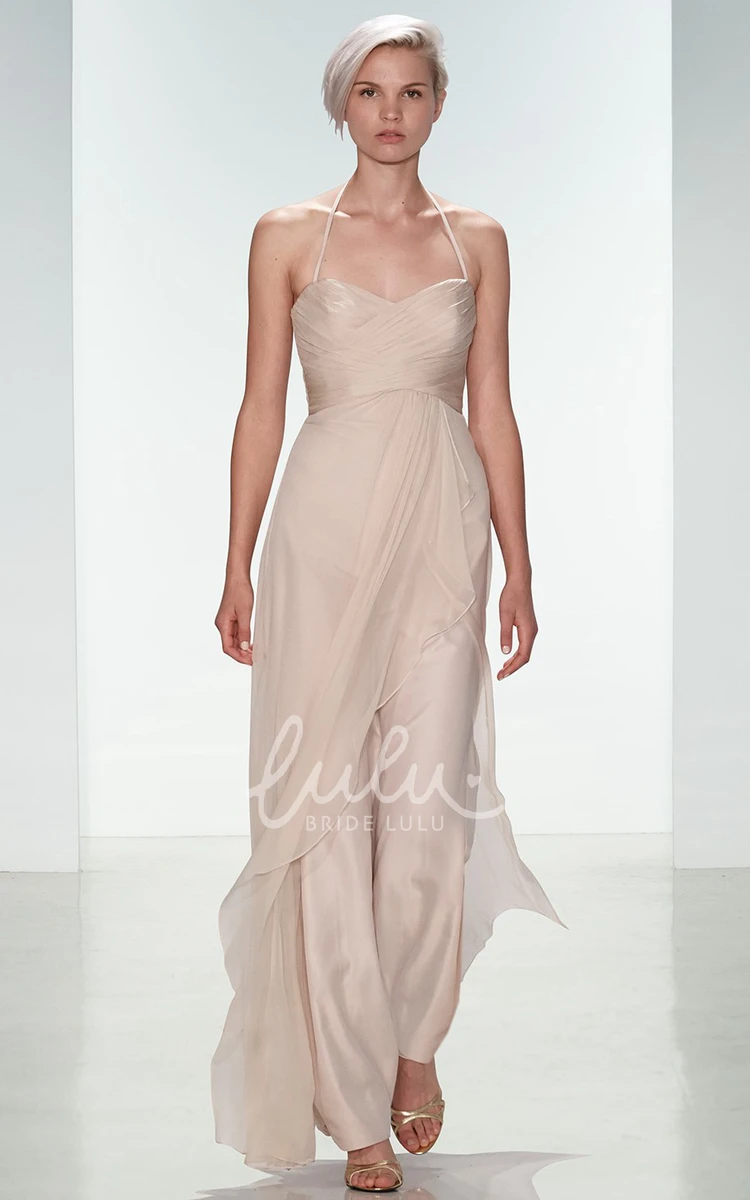 Ankle-Length Chiffon Bridesmaid Dress with Spaghetti Straps and Criss-Cross