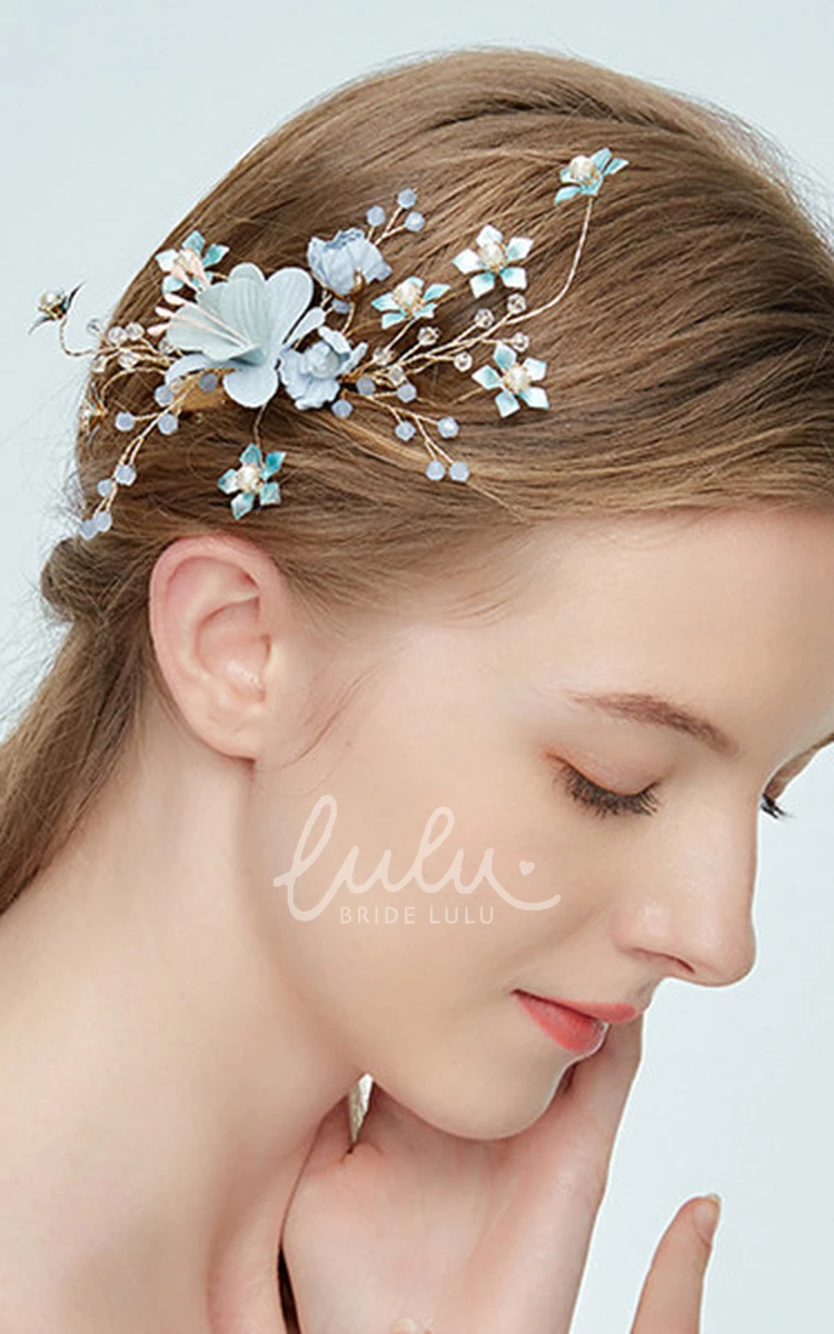 Korean Style Chic Beaded Bridal Headbands with Flowers