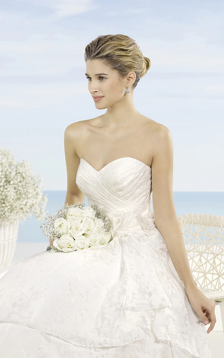 Sweetheart Lace Wedding Dress with Criss Cross and Draping A-Line