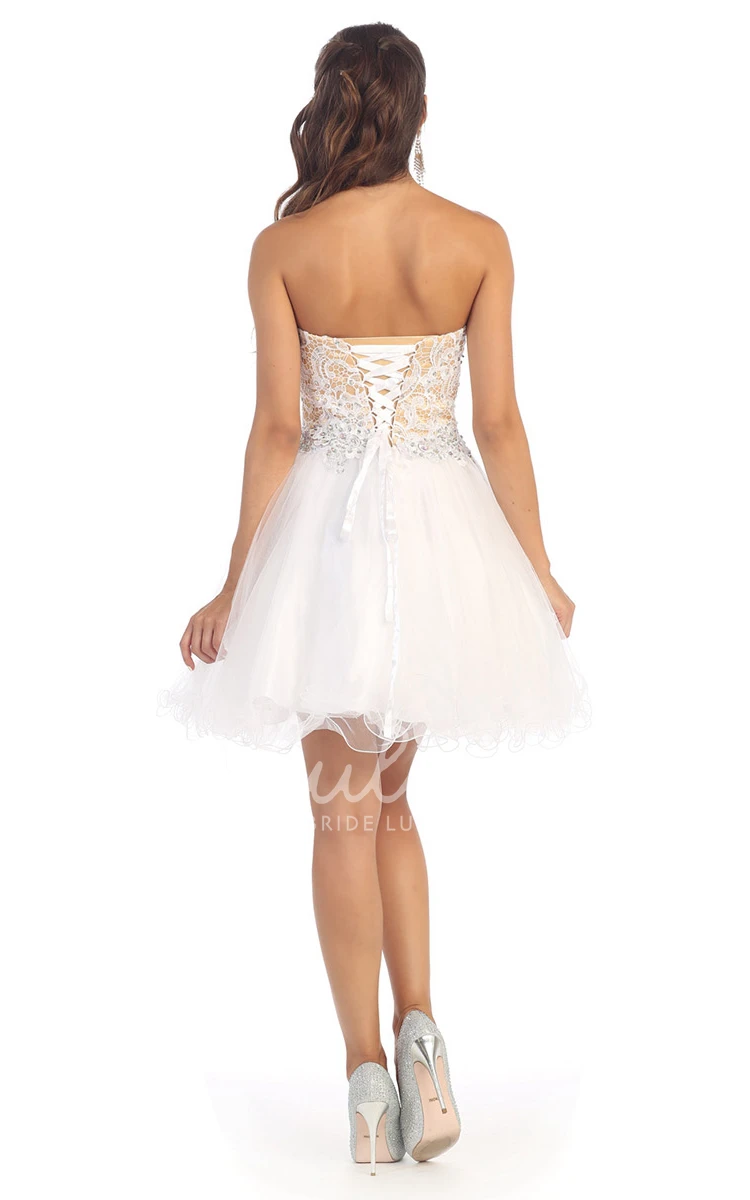 Sweetheart Tulle A-Line Dress with Lace-Up Back and Appliques