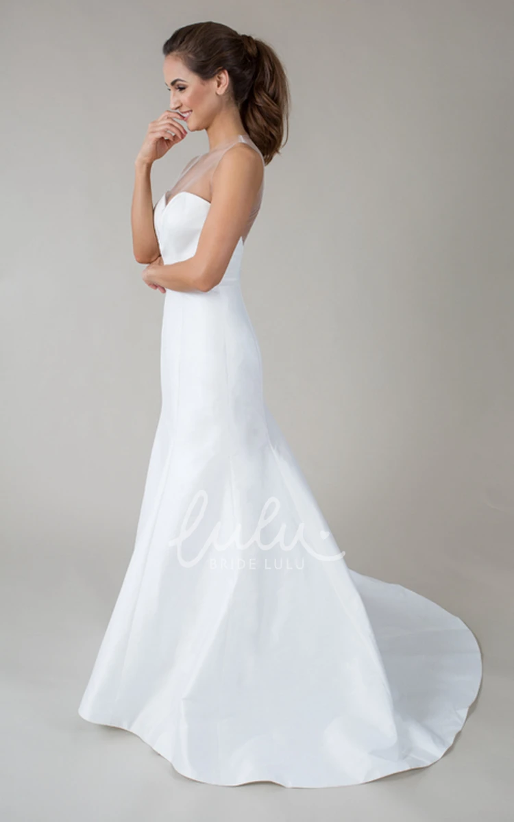 Satin Sweetheart V-Back Wedding Dress Long Elegant Gown 2024