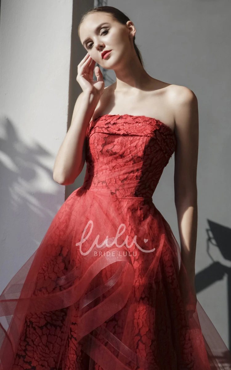 Strapless Lace Ball Gown with Ruching Elegant and Classic