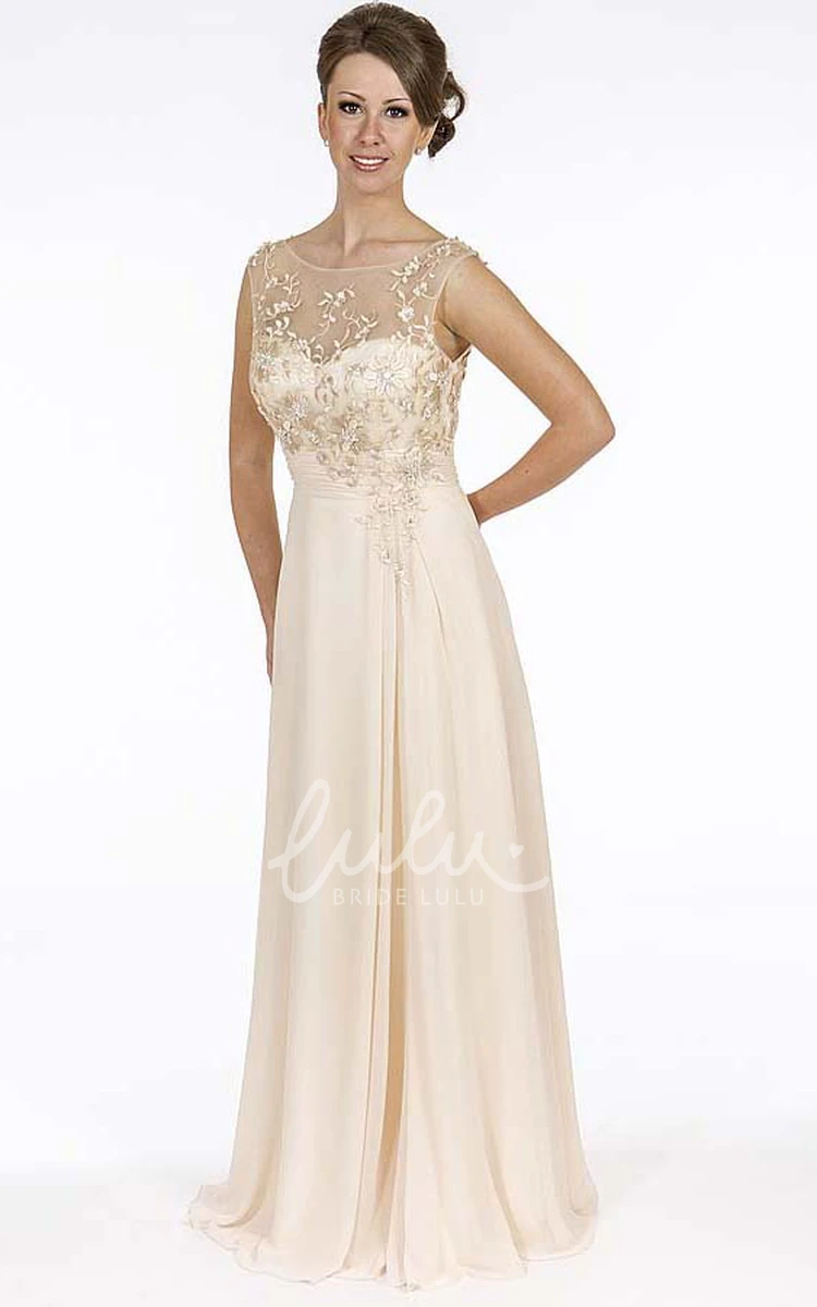 Embroidered Scoop-Neck Chiffon Prom Dress With Beading Unique Embroidered Chiffon Prom Dress with Beading and Scoop Neckline